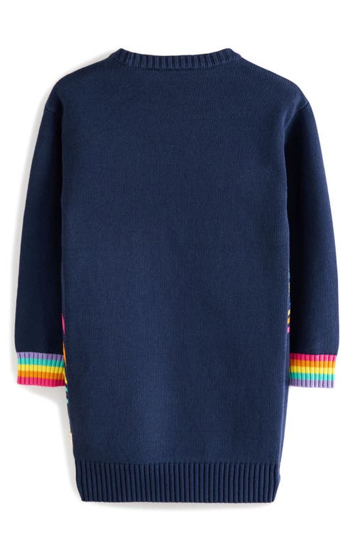 Shop Little Bird Kids' Rainbow Star Cotton Graphic Sweater Dress In Navy