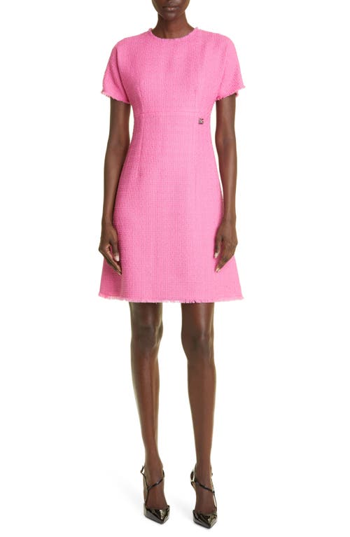 Dolce & Gabbana Raschel Tweed A-Line Dress in Bright Pink