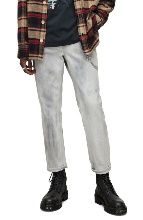 Allsaints Jack Slim Fit Crop Jeans In Bleached Grey