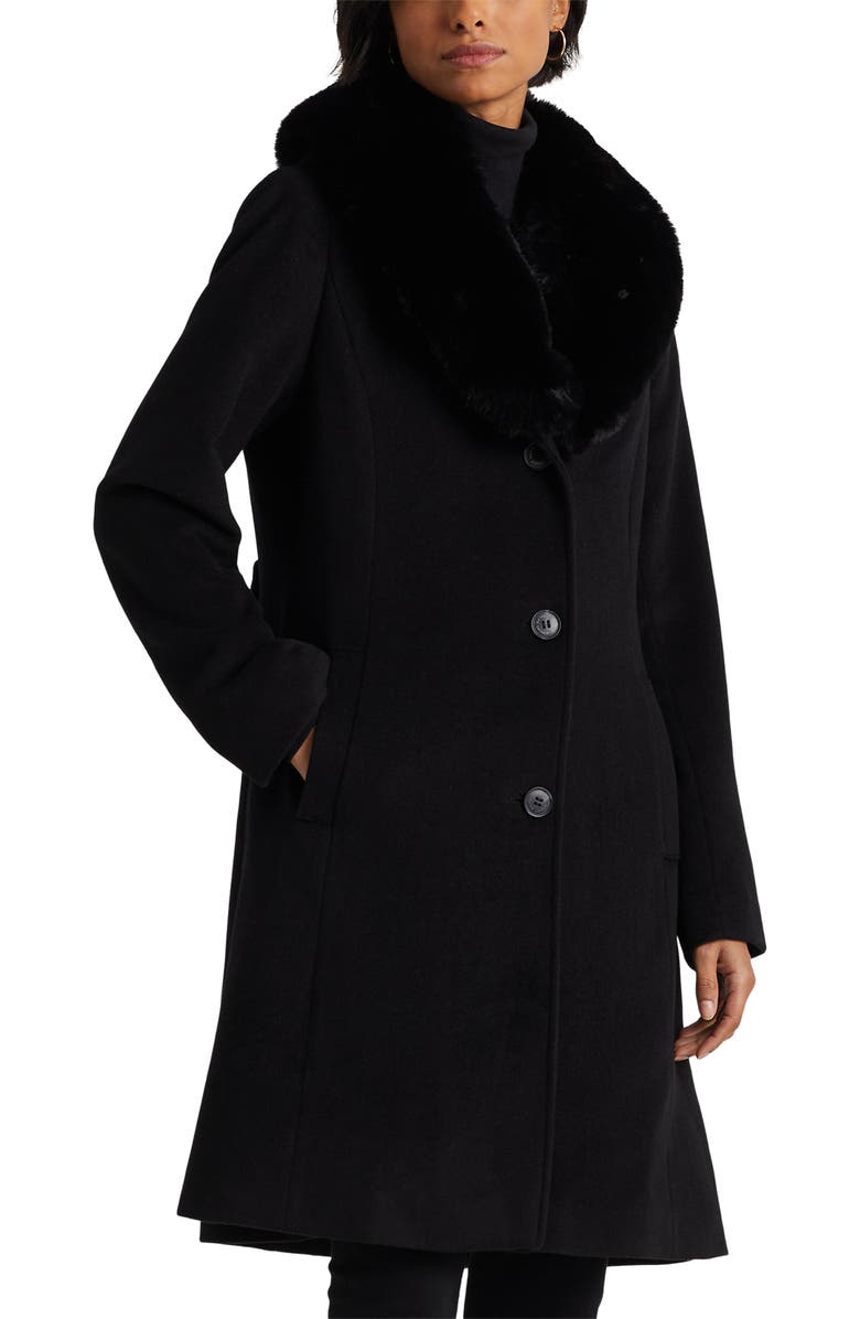 Lauren Ralph Lauren Faux Fur Shawl Collar Wool Blend Coat Nordstrom