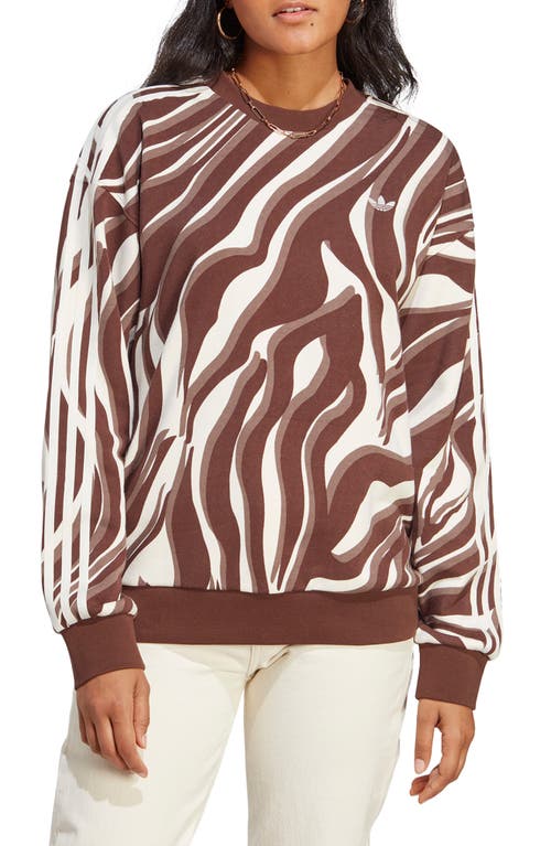 Abstract Animal Print Sweatshirt in Brown