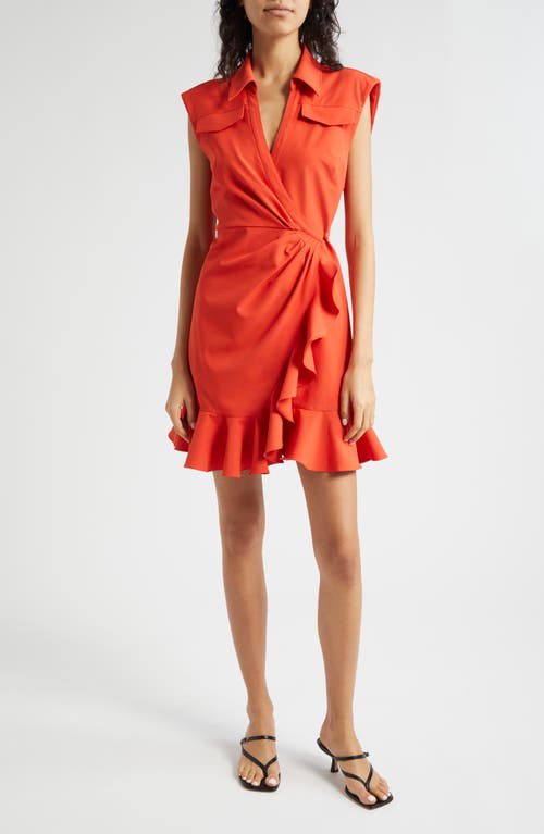 Cinq À Sept Women's Zenni Mini Wrap Dress In Deep Tangelo