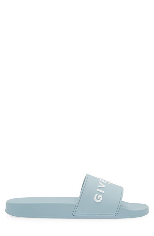 Shop Givenchy Logo Slide Sandal In Sky Blue