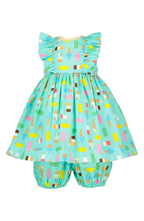 Rachel Riley Ice Lolly Print Cotton Dress & Bloomers in Aqua at Nordstrom, Size 6M