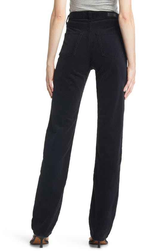 Ag Alexxis High Waist Extended Straight Leg Corduroy Pants In Super Black