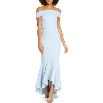 Chi Chi London Cali Off The Shoulder Mermaid Gown, Blue