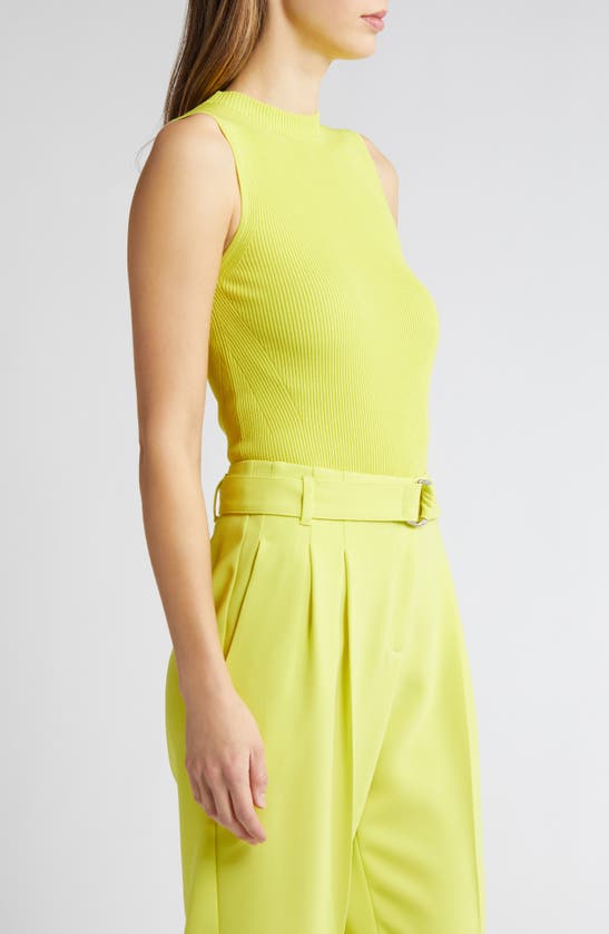 Shop Hugo Boss Feskies Rib Funnel Neck Sleeveless Sweater In Tennis Yellow