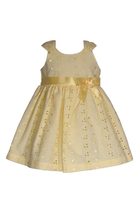 Shop Bonnie Jean Eyelet Embroidered Dress In Yellow