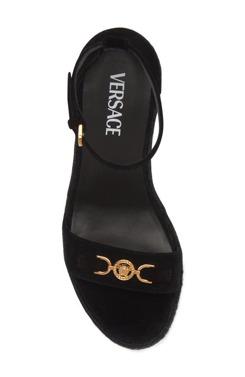 Versace Medusa '95 Espadrille Wedge Sandal In Black/ Gold