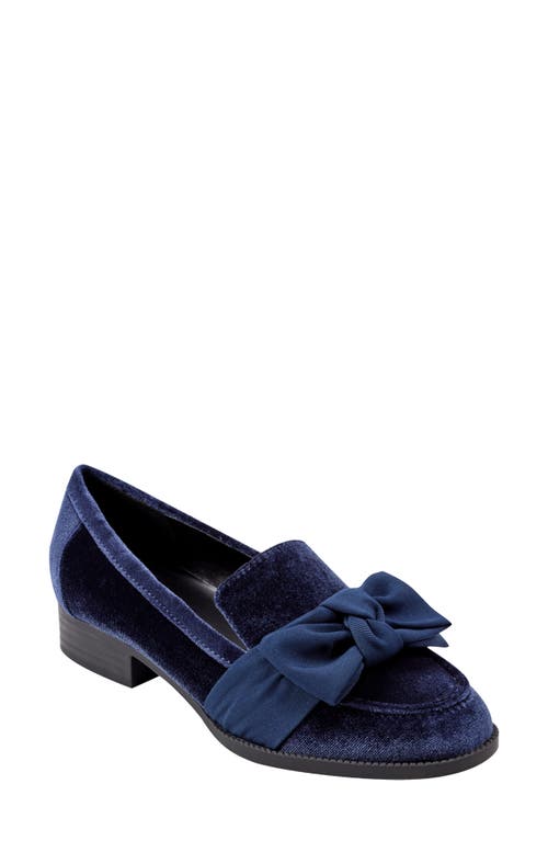 Shop Bandolino Bow Loafer In Dark Blue Velvet