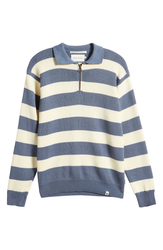 Shop Peregrine Richmond Stripe Zip-up Rugby Sweater In Smoke/ White