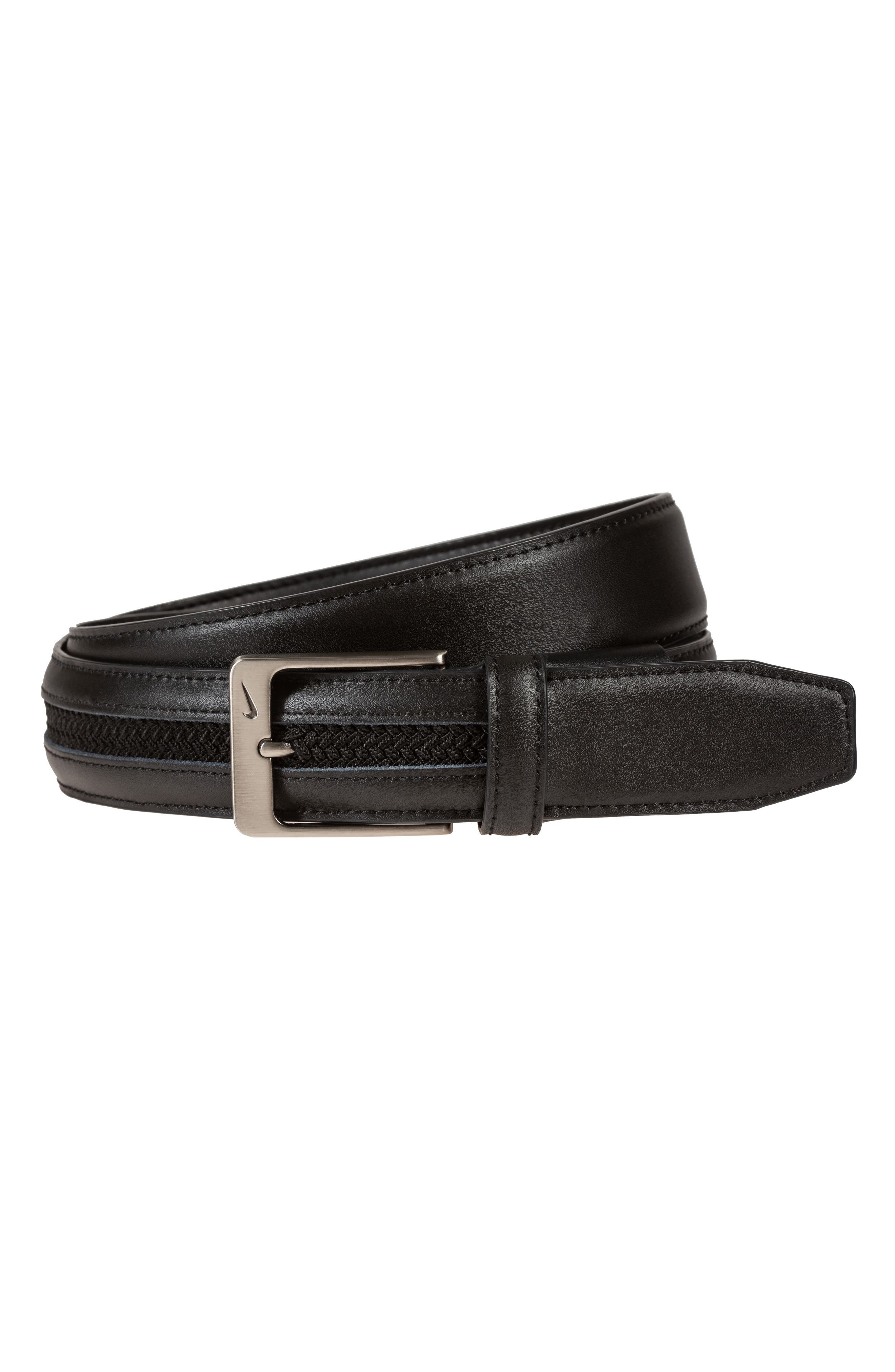 Nike G-Flex Woven Leather Belt, Black