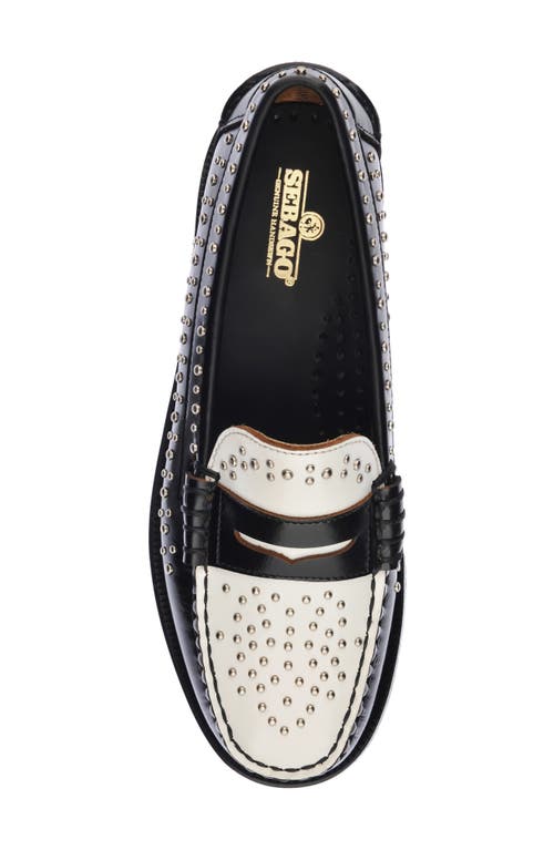 Shop Sebago Dan Stud Loafer In Black/white