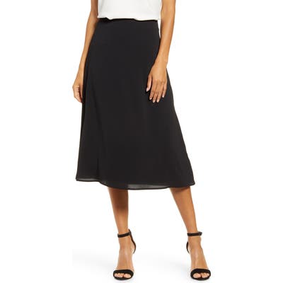 Petite Gibson X City Safari Roselyn Weaver A-Line Midi Skirt, Black