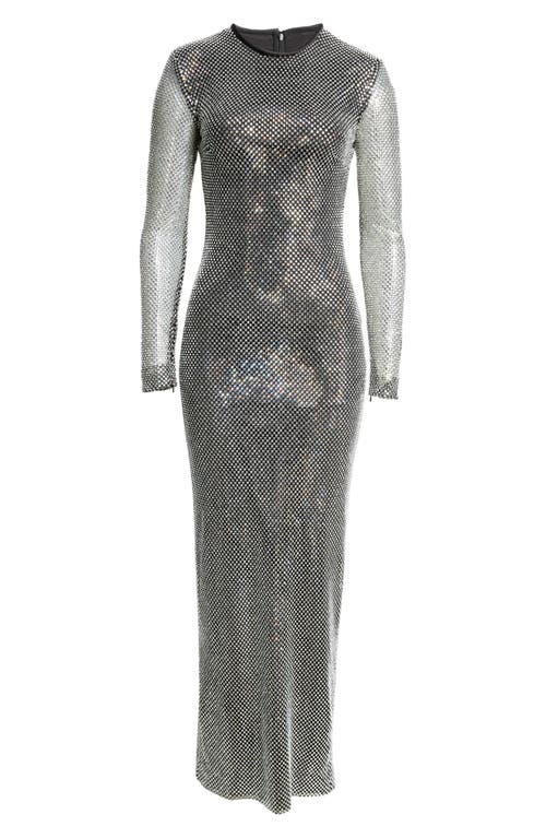 Dolce & Gabbana Dolce&gabbana Crystal Embellished Long Sleeve Gown In S0998 Argento