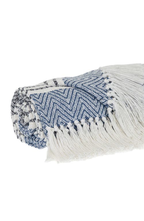 Parkland Collection Kai Stripe Fringe Trim Throw Blanket In Blue