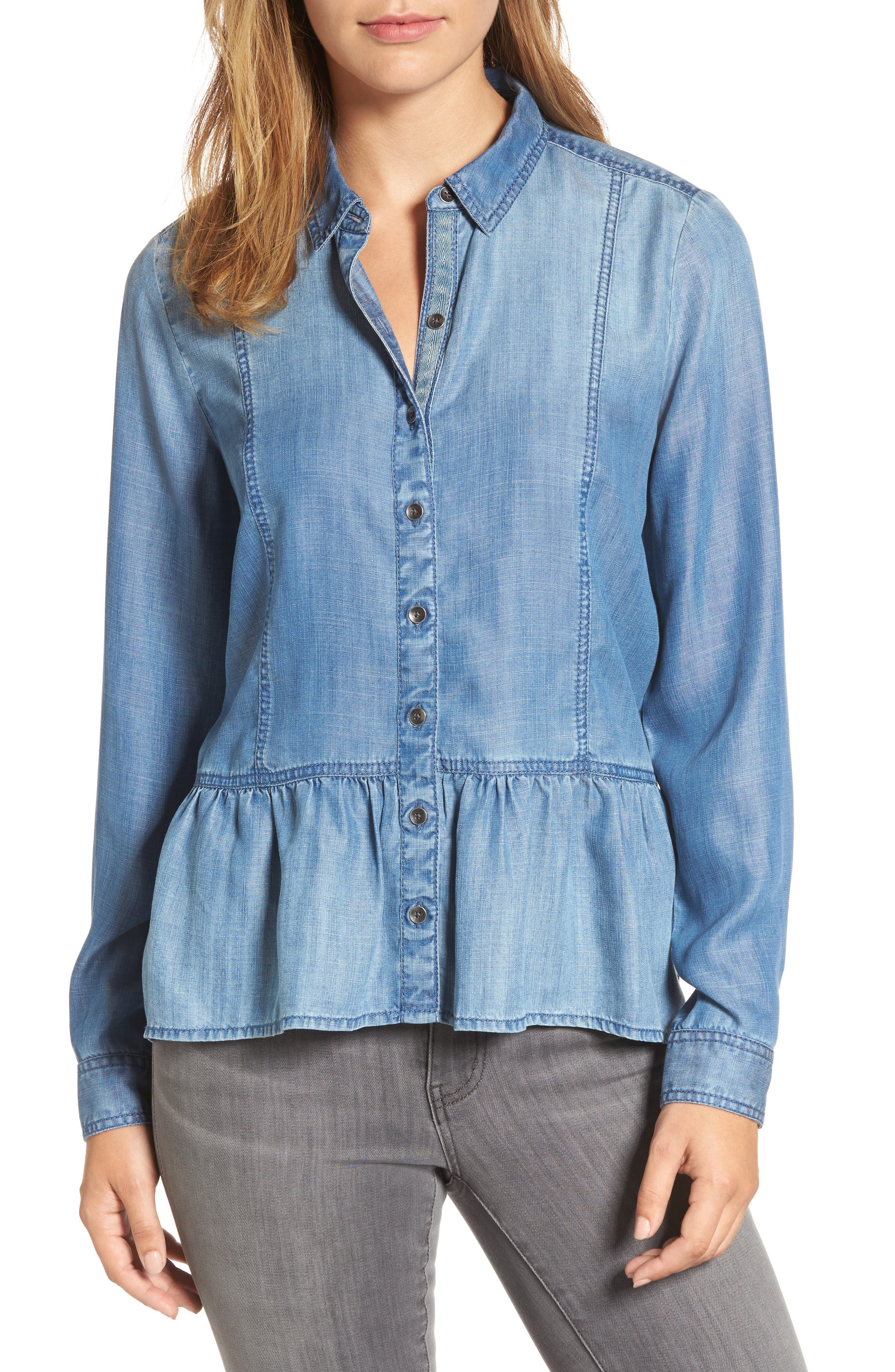 peplum denim shirt