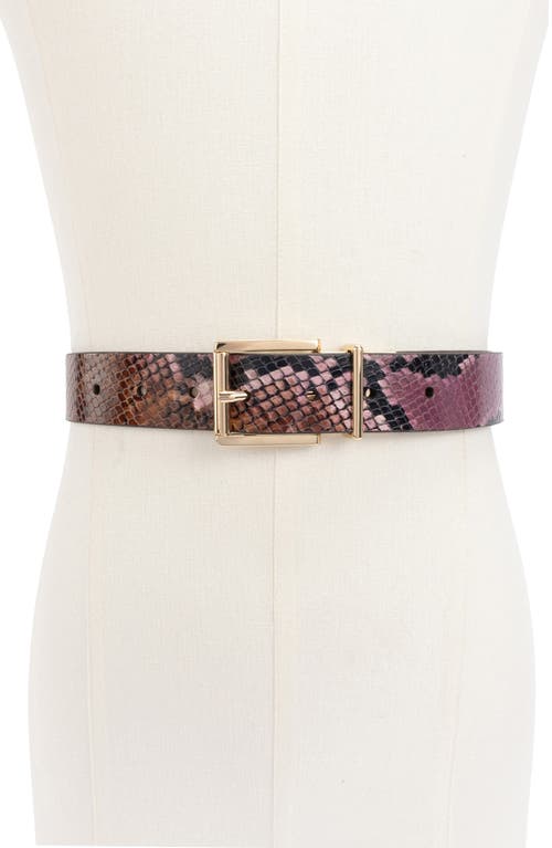 Shop Kate Spade New York Reversible Snake Embossed Belt In Natural/hot Fudge