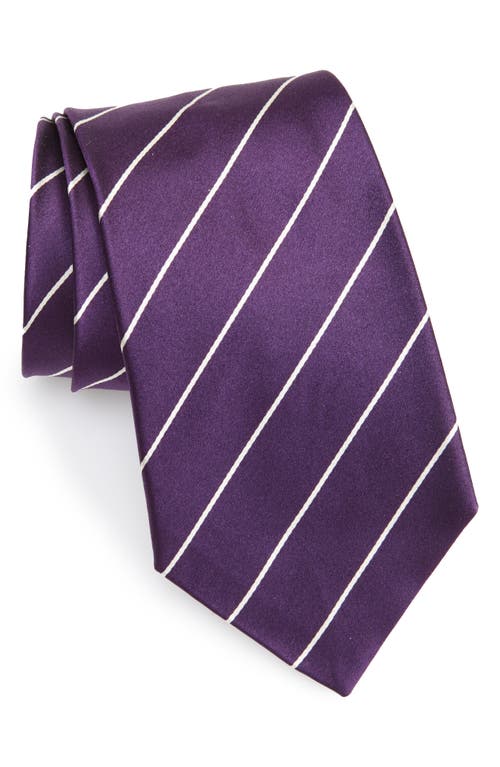 Shop Ralph Lauren Purple Label Stripe Silk Tie In Dark Purple