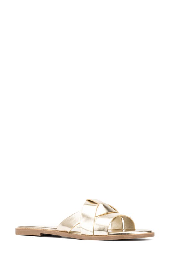 Fashion To Figure Tiana Slide Sandal In Gold