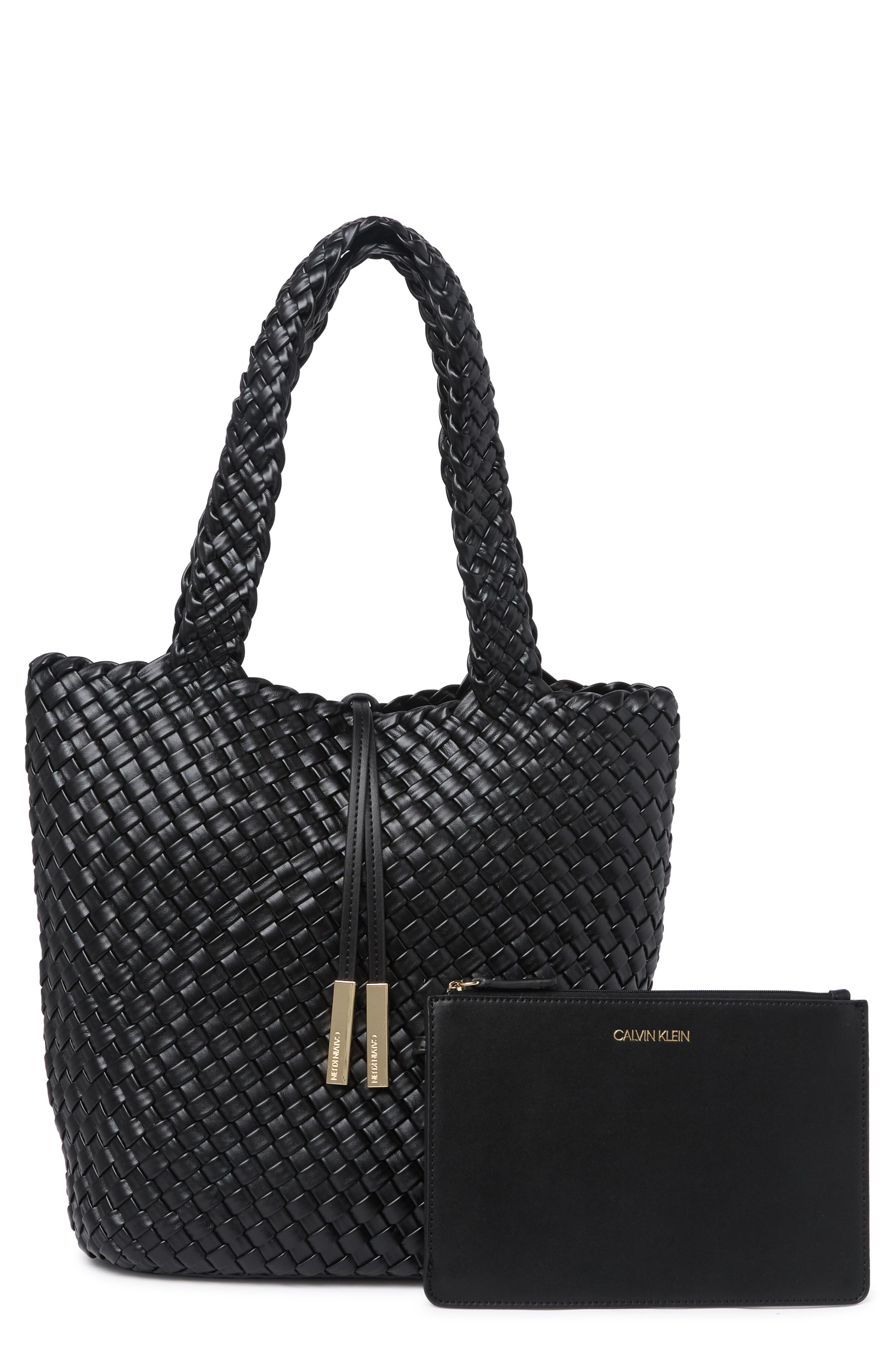 Calvin klein naomi woven tote hot sale