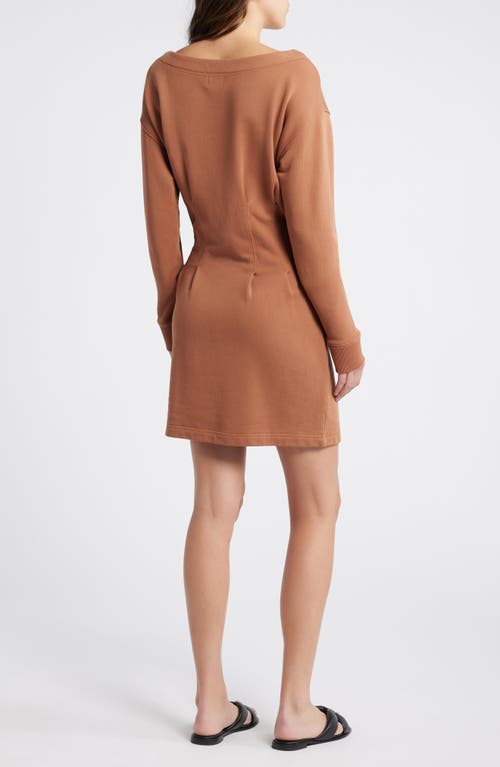 Shop Nation Ltd Ronni Long Sleeve Mini Sweatshirt Dress In Tobacco