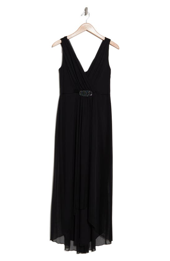 Shop Connected Apparel High-low Chiffon Dress In Black