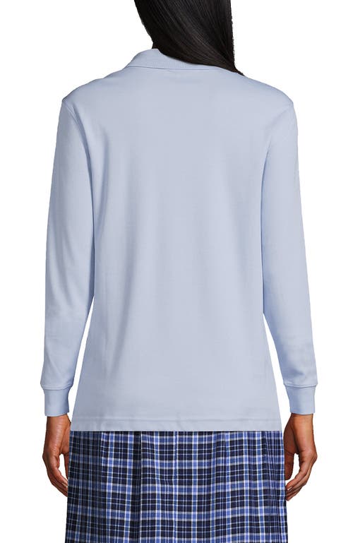 Shop Lands' End School Uniform  Tall Long Sleeve Interlock Polo Shirt In Blue