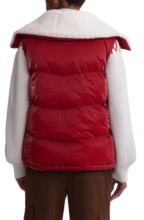 Varley Brock Fleece Lined Puffer Vest In Red Dahlia