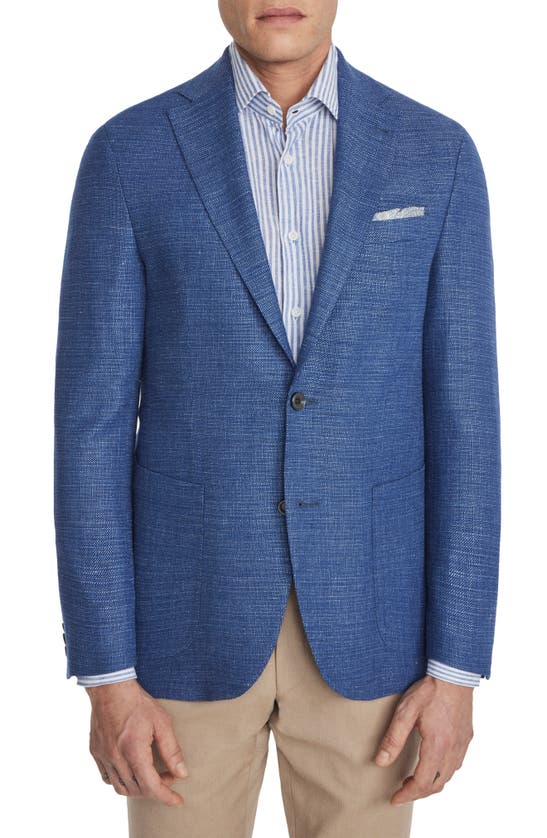 Shop Jack Victor Hampton Stretch Slub Wool & Linen Blend Mélange Sport Coat In Mid Blue