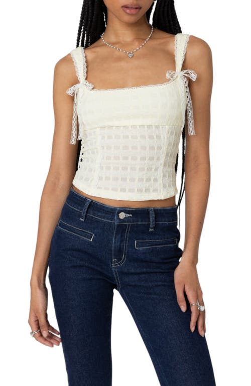 EDIKTED Lace Bustier Corset Top Cream at Nordstrom,