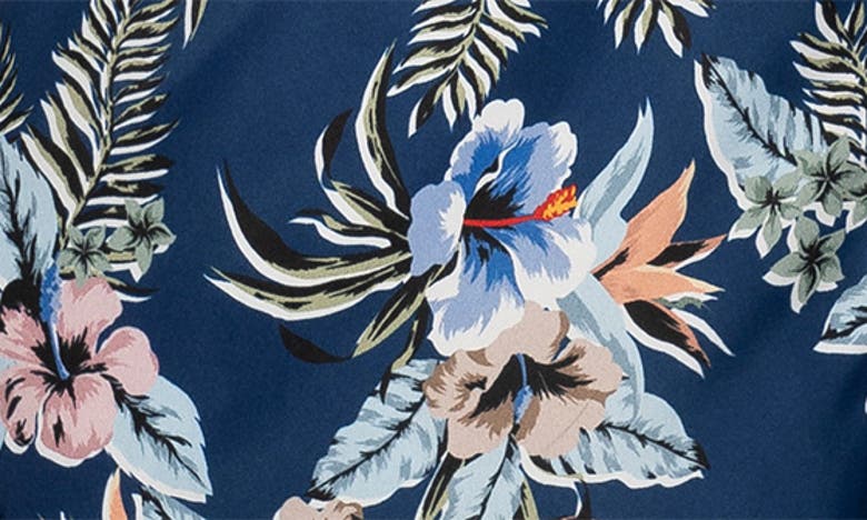 Shop Eton Floral Print Swim Trunks In Blue