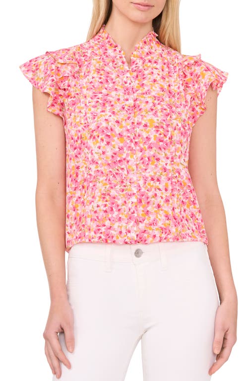 Floral Ruffle Trim Top in Pink
