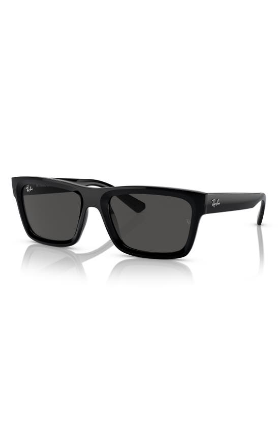 Shop Ray Ban Ray-ban Warren 57mm Rectangular Sunglasses In Dark Grey