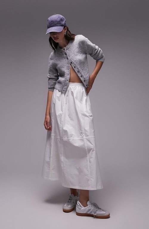Cotton Poplin Midi Skirt in White