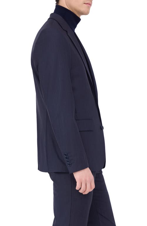 Shop Bugatchi Solid Stretch Wool Travel Blazer In Navy