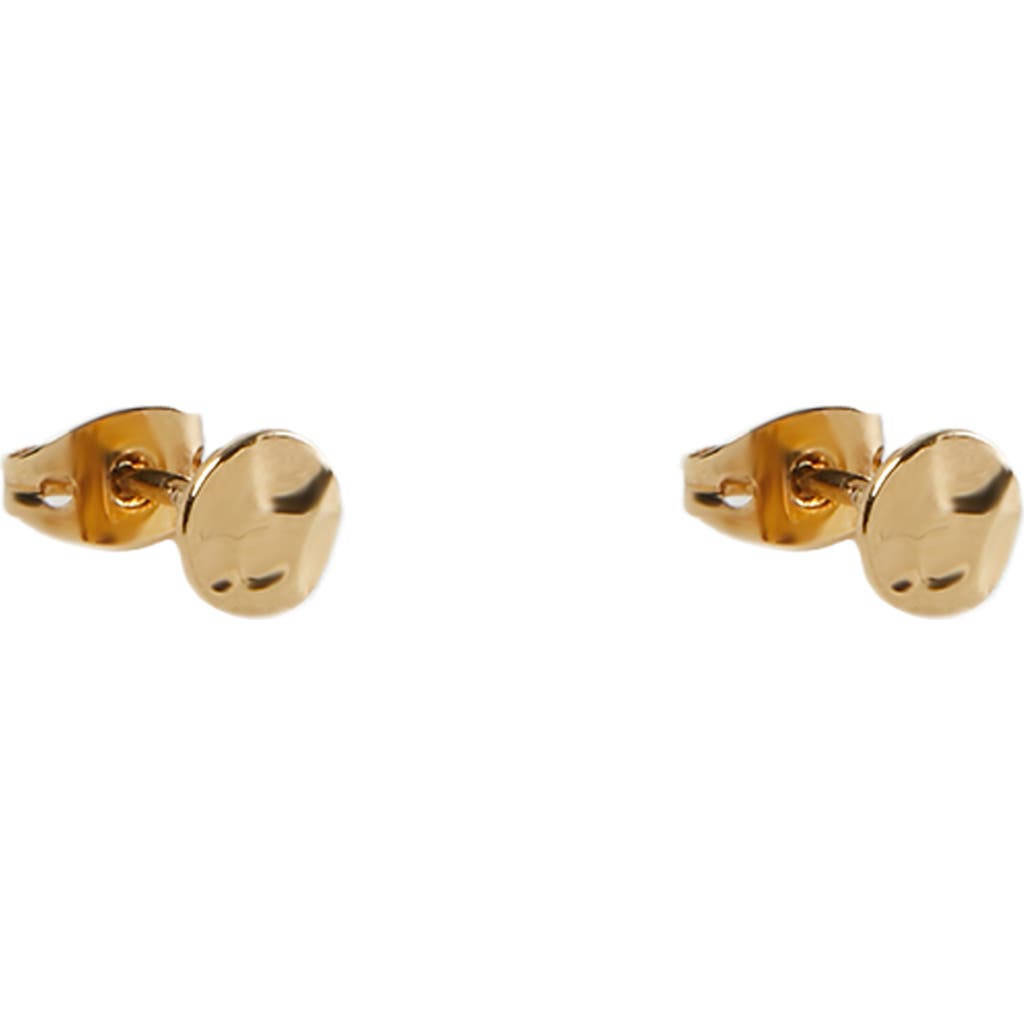 Argento Vivo Sterling Silver Hammered Stud Earrings In Gold/silver