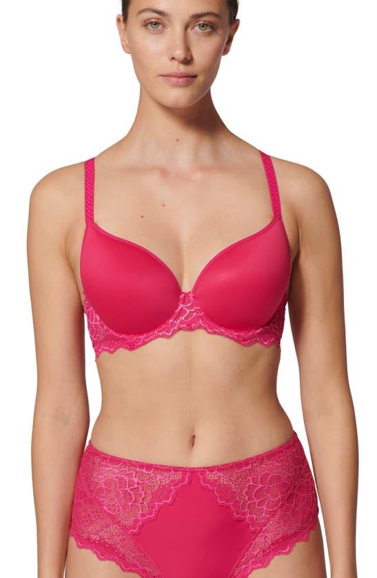 Shop Simone Perele Caresse Underwire Plunge Bra In Teaberry Pink