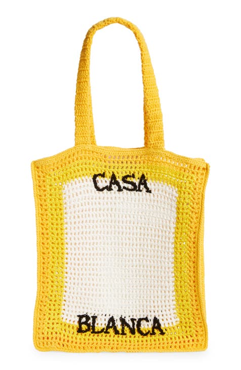 CASABLANCA Mini Rainbow Crochet Tote Bag