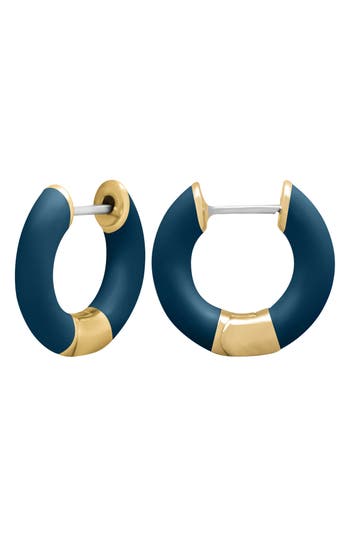 Central Park Tubular Enamel Hoop Earrings In Matte Navy
