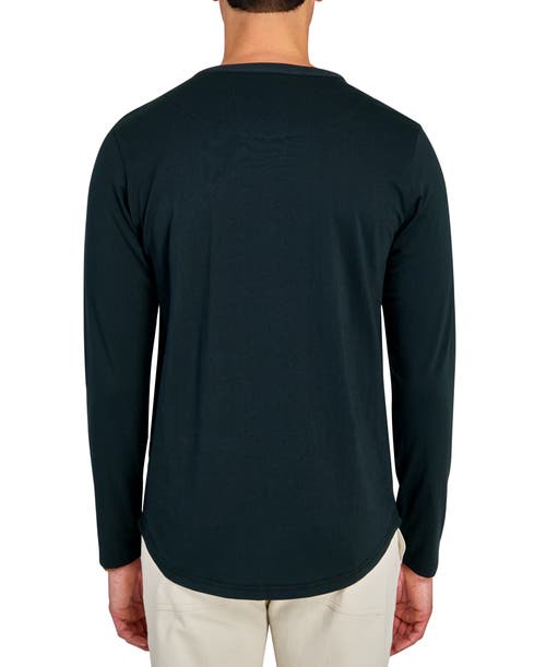 Brooklyn Brigade Solid Cotton Stretch Long Sleeve Henley In Black