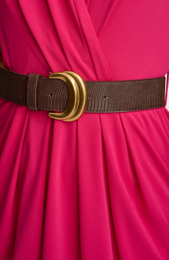 Shop Dkny Belted Sleeveless Midi Dress In Shocking