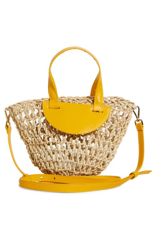 Shop Eilaf Dom Mini Woven Palm Straw Tote In Soleil Yellow