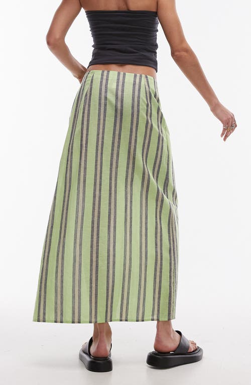Topshop Stripe Sarong With Buckle In Green In Medium Green