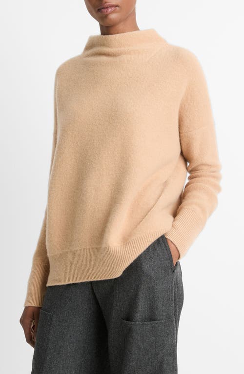 Shop Vince Boiled Cashmere Funnel Neck Pullover In Camel