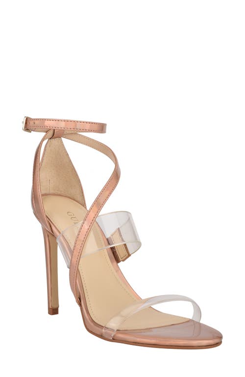 Guess Felecia Ankle Strap Sandal In Nude/clear Faux Leather