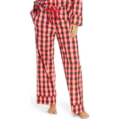 Ban. do Buffalo Check Cotton Poplin Pajama Pants, Pink