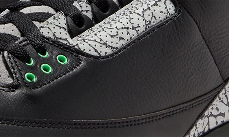 Shop Jordan Air  3 Retro Sneaker In Black/ Green Glow/ Wolf Grey