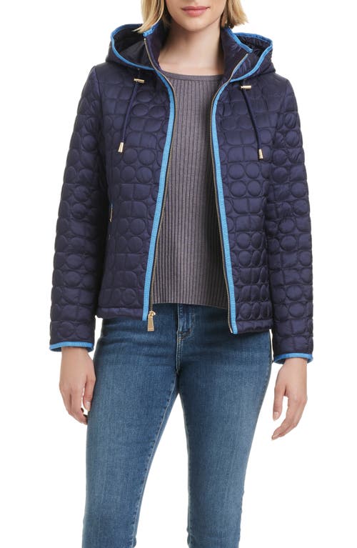 Shop Kate Spade New York Water Resistant Hooded Quilted Jacket In Midnight Navy