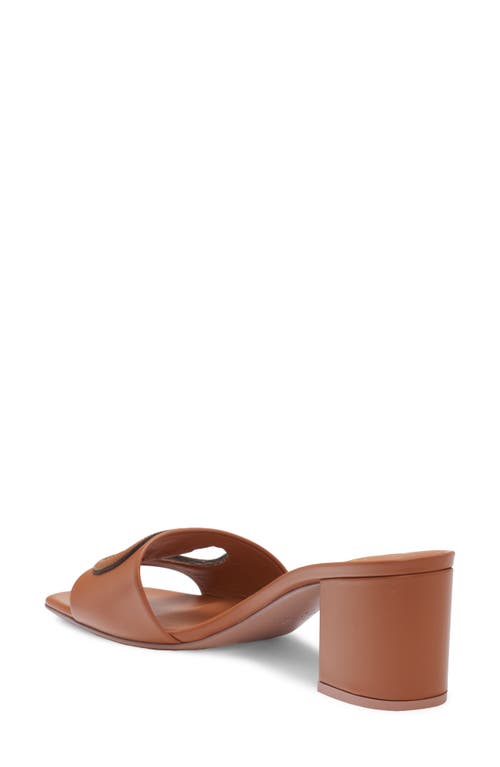 Shop Valentino Garavani Vlogo Cutout Slide Sandal In Almond Beige/antique Brass